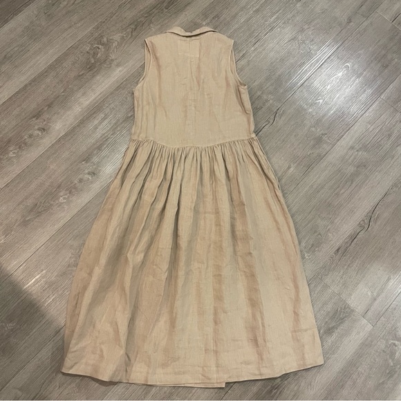 NWOT Frank & Eileen Daphne Popover Sleeveless Shirtdress In Sand Linen (tan) - Picture 8 of 9